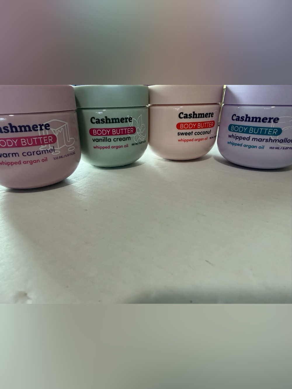 Cashmere Body Butter Vanilla Cream + Sweet Coconut - Pastel Green & Light Pink